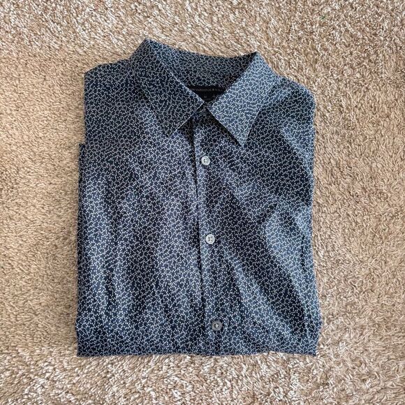 John Varvatos Mens Navy and White Button down Medium - Picture 1 of 5